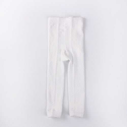 Autumn and Winter Coral Fleece Baby Leggings Solid Color Warm Baby Pantyhos, Size:24/26(White)