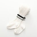 Spring Children Leggings Striped Knit Children's Pantyhose Cotton Socks, Size:XL(White)