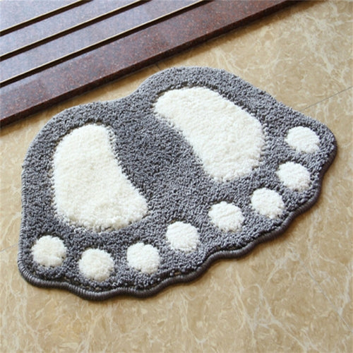 Foot-shaped Non Slip Shaggy Soft Water Absorption Bedroom Bathroom Carpet Mat, Size: 40x60cm(Grey)
