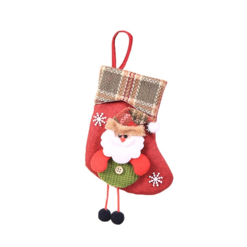 2 PCS Mini Christmas Stockings Gift Bags Christmas Decorations for Home Festival Party(Santa Claus Style)