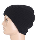 Simple Vertical Striped Outdoor Knitted Warm Wool Pullover Cap(Black)