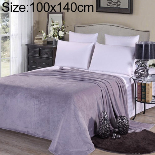 Solid Color Flannel Coral Fleece Blanket Super Soft Plaid Coverlet Sofa Cover Winter Warm Sheets Easy Wash Faux Fur Blankets, Size:100x140cm(Grey)