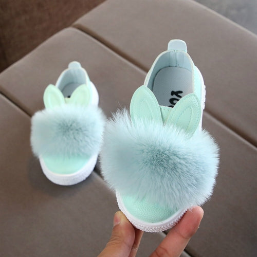 Non-slip Rabbit Ear Princess Children Shoes, Shoe Size:13.5cm(Green)