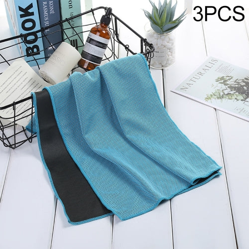 3 PCS Absorbent Polyester Quick-drying Breathable Cold-skinned Fitness Sports Portable Towel(Lake Blue)