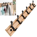 Fashion Wooden Free Punching Hook Coat Rack Hanger Hook for Bedroom Living Room or Wardrobe, Size:6 Hooks
