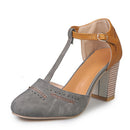 Thick Heel Suede Versatile High Heel Sandals for Women, Shoe Size:39(Gray)