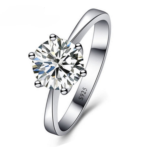 925 Sterling Silver Woman CZ Crystal Wedding Engagement Finger Rings Super Shinning Cubic Zirconia Fine Jewelry, Ring Size:7