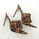 Fish Mouth Pointed Head High Heels Sandals for Women, Shoe Size:39(Leopard Print)
