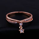 Fashion Rose Gold Plated Micro-set Star Pendant Zircon Ring 18mm