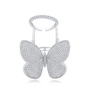 Fashion Adjustable Butterfly Shape Ring with Diamond Women Jewelry, Ring Size:8(Platinum)