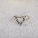 4 PCS Fashion Elegant Triangle Letter Star Moon with Diamond Rings for Women Wedding Jewelry(Triangle)