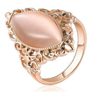 Women Vintage Ethnic Style Waterdrops Opal Oval Ring, Ring Size:6(Rose gold)