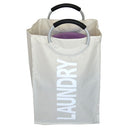 Single Grid Portable Dual Layers Oxford Dirty Cloth Basket Large Waterproof Clothes Laundry Bag(Beige)