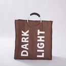 Double Grids Portable Dual Layers Oxford Dirty Cloth Basket Large Waterproof Clothes Laundry Bag(Coffee)