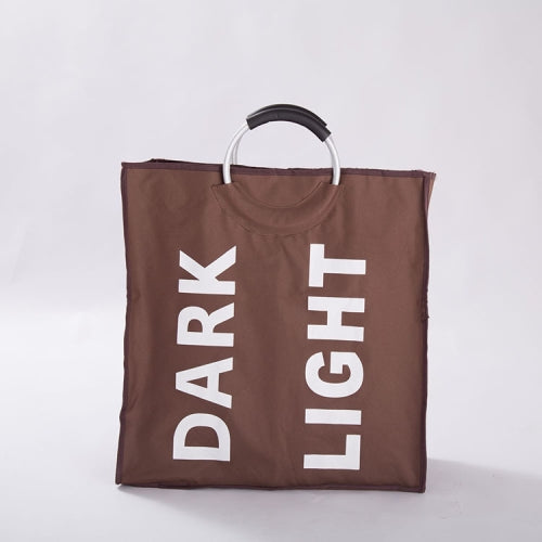 Double Grids Portable Dual Layers Oxford Dirty Cloth Basket Large Waterproof Clothes Laundry Bag(Coffee)