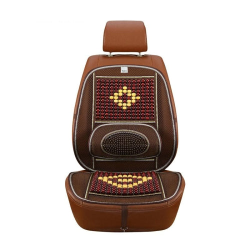 Car Seat Covers Summer Cool Wooden Beads Single Piece Ventilation Breathable Cool Pad Car Cushion Supplies(Coffee Color)