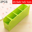 2 PCS Multi-function 4 Grid Desktop Pen Holder Office School Storage Case Plastic Box Desk Pen Pencil Organizer(Green)