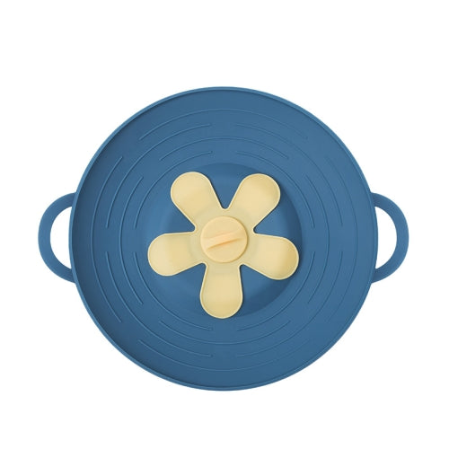 Silicone Anti-spill Pot Lid High Temperature Resistant Splash-proof Anti-boiling Thickened Casserole Lid Petal Fresh Cover, Size: 32.5x27cm(Blue)