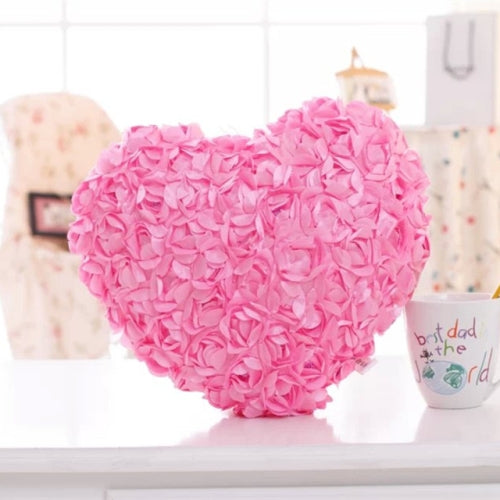 Led Light Pillow Stuffed Colorful Rose Heart Plush Toys(pink)