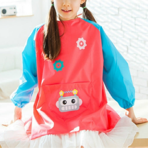 Waterproof Cartoon Dirt-resistant Light Breathable Drawing Clothes Apron for Children, Size:M(Rose Red)
