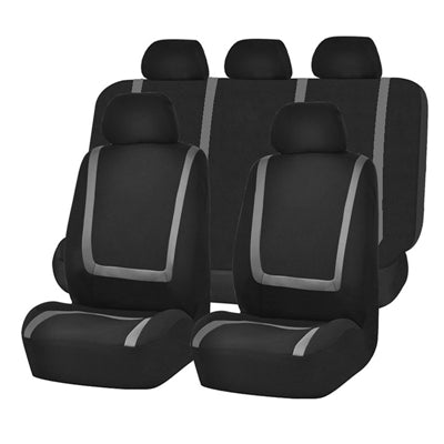 Universal Car Seat Cover Polyester Fabric Automobile Seat Covers Car Seat Cover Vehicle Seat Protector Interior Accessories 9pcs Set Gray