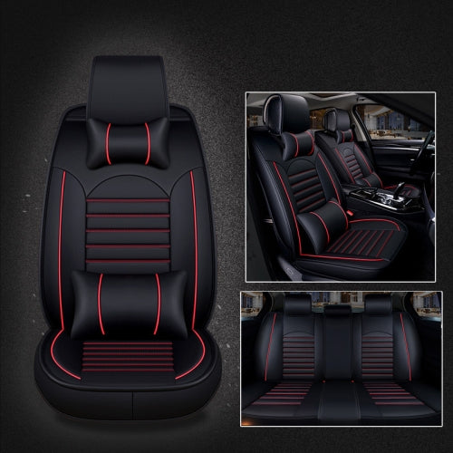 Universal PU Leather Car Seat Cover Black Red Deluxe