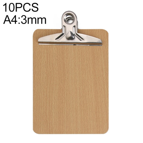 10 PCS Portable A4 / A5 Wooden Writing Clip Board File Hardboard with Batterfly Clip, Size:A4, Type:3mm thick
