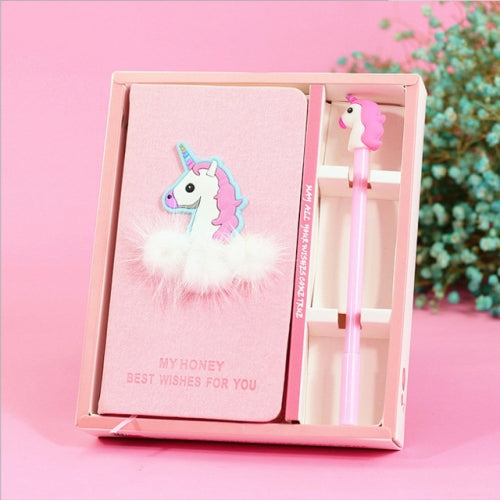 Cute Unicorn Notebook Set Office Stationery with Pen(Blue Unicorn)