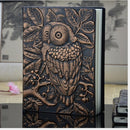 01663 Vintage Thick Handmade Leather Carving Owl Sketchbook Journal Cute Notebook(Red)