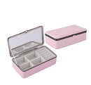 Portable Leather PU Earring Ring Organizer Women Jewelry Storage Display Box(Pink)