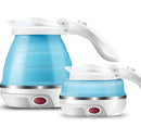 Foldable Portable Travel Camping Water Boiler Adjustable Voltage Silicone Electric Kettle, Global International Plug(Blue)