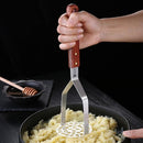 Household Mesh Round Sweet Potato Masher Stainless Steel Potato Press Baby Food Supplement Kitchen Tools(Wooden Handle Potato Press)