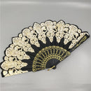 Spain Style Plastic Folding Fan Peacock Lace Fan Ladies Dance Gilding Fan, Size:23x42cm(Black)