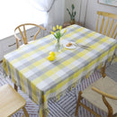 Checked Jacquard Cotton Linen Tablecloth With Tassel, Size:140x140cm