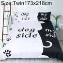 Black & White Style Quilt Cover Set Creative Duvet Cover Pillowcase Couple Bedding Set, Size:Twin173x218cm(Dog Side)