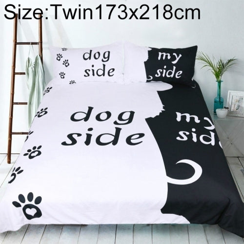 Black & White Style Quilt Cover Set Creative Duvet Cover Pillowcase Couple Bedding Set, Size:Twin173x218cm(Dog Side)
