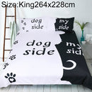 Black & White Style Quilt Cover Set Creative Duvet Cover Pillowcase Couple Bedding Set, Size:King264x228cm(Dog Side)