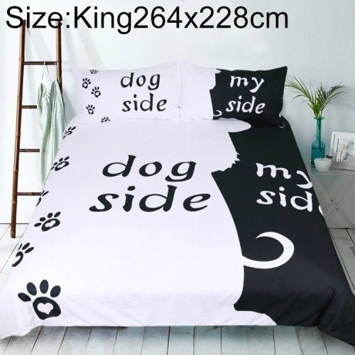 Black & White Style Quilt Cover Set Creative Duvet Cover Pillowcase Couple Bedding Set, Size:King264x228cm(Dog Side)