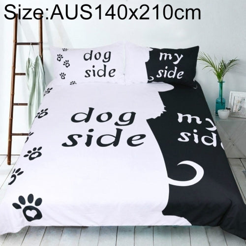 Black & White Style Quilt Cover Set Creative Duvet Cover Pillowcase Couple Bedding Set, Size:AUS140x210cm(Dog Side)