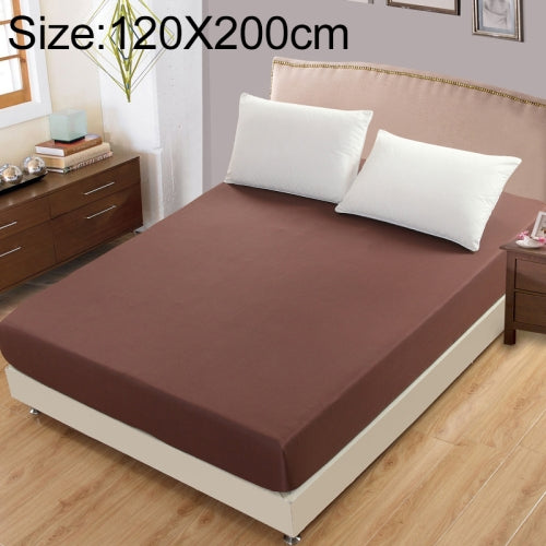 Plain Mattress Protector Bed Mat Mattress Cover Fitted Sheet, Size:120X200cm(Coffee)