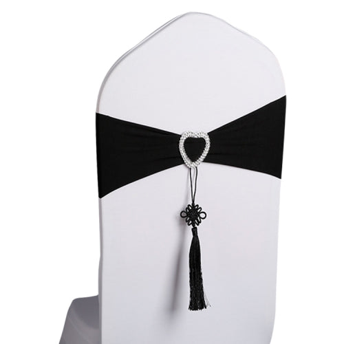 Stretch Chair Bound Chinese Knot Chair Sashes Cover Wedding Chair Decoration For Wedding Party Ceremony Banquet Event Decor(Black)