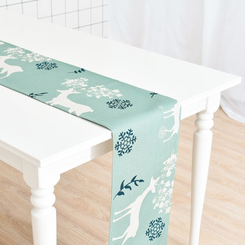 Cotton Linen Tablecloth Cartoon Forest Christmas Deer TV Cabinet Shoe Cabinet Cover, Size:30x200cm(Snowflake Deer)