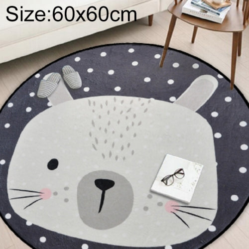 Cartoon Animal Round Carpet Kids Room Computer Chair Round Rug Home Decor Soft Bedroom Carpet, Size:Diameter 60cm(Wave Point Rabbit)