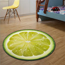 Diameter 60cm Fruit Pattern Rug Round Crystal Velvet Non-Slip Room Carpet Mat(Lemon)