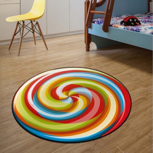 Diameter 160cm Fruit Pattern Rug Round Crystal Velvet Non-Slip Room Carpet Mat(Candy)