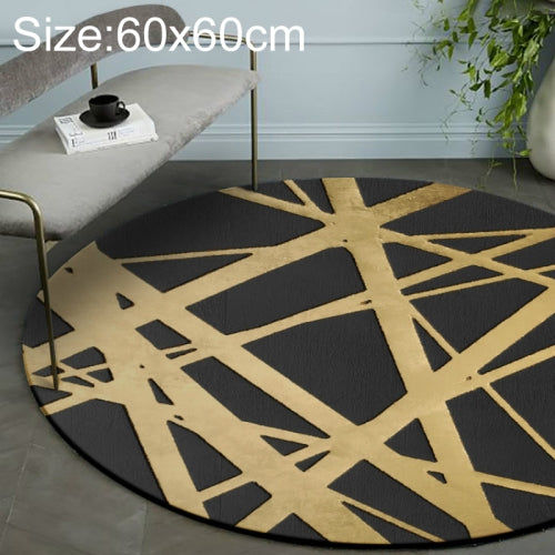 Luxury 3D Round Carpets Nordic style Pattern Rug, Color:Black Golden, Size:Diameter: 60cm