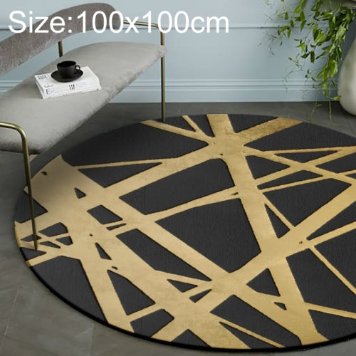 Luxury 3D Round Carpets Nordic style Pattern Rug, Color:Black Golden, Size:Diameter: 100cm