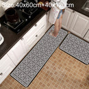 Geometric Lattice Carpet Kitchen Bath Antiskid Mat, Size:40x60cm + 40x120cm(Geometric Gray)