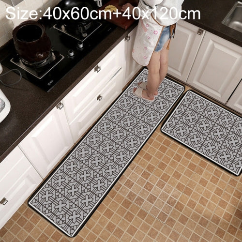 Geometric Lattice Carpet Kitchen Bath Antiskid Mat, Size:40x60cm + 40x120cm(Geometric Gray)