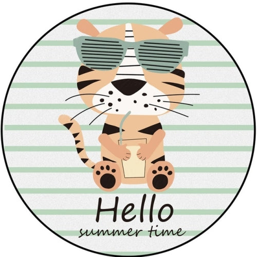 Cartoon Pattern Round Soft Fluffy Crystal Velvet Home Rugs Child Room Game Carpets, Size:Diameter: 120cm(Tiger)